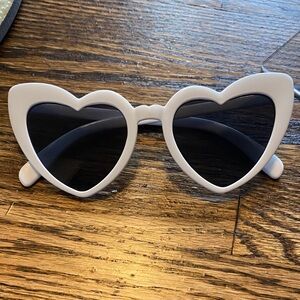 Heart-Shaped White Sunglasses